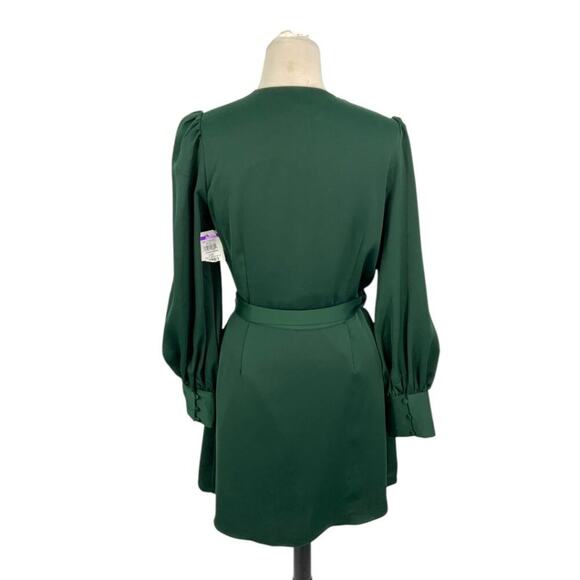 Alexia Admor Satin Mini Wrap Dress Emerald Green Size 10 NWT $245 MSRP - Picture 7 of 7